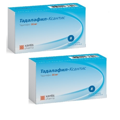 Купить Тадалафил-ксантис 20 мг 8 шт. таблетки, покрытые пленочной оболочкой цена