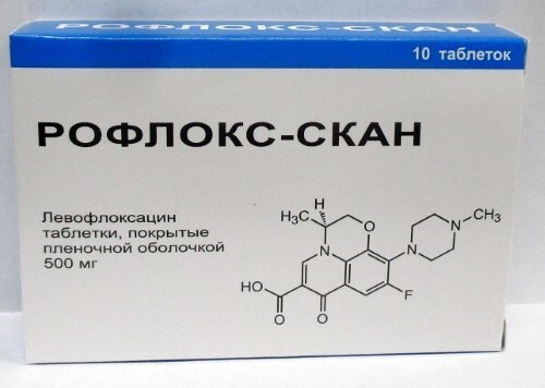Рофлокс-скан 500 мг 10 шт. таблетки, покрытые пленочной оболочкой