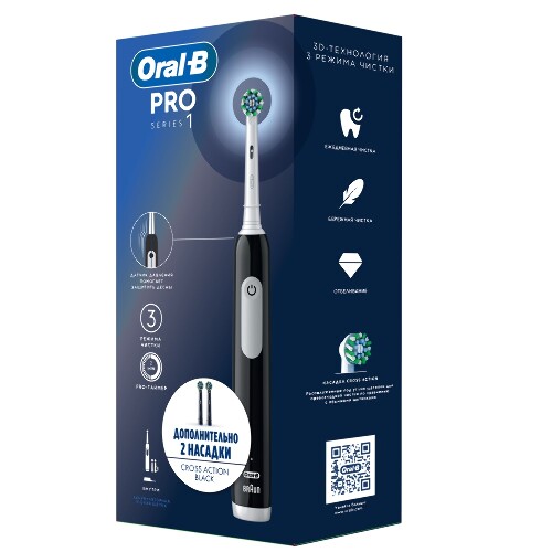 Oral-b зубная щетка pro series 1/тип 3791/с насадкой cross action cleanmaximiser 2 шт./электр/черная