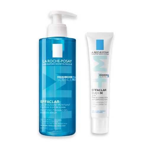 Набор LA ROCHE-POSAY EFFACLAR: очищающий гель для жирной чувствительной кожи 400мл + DUO+M корректирующий крем-гель тройной