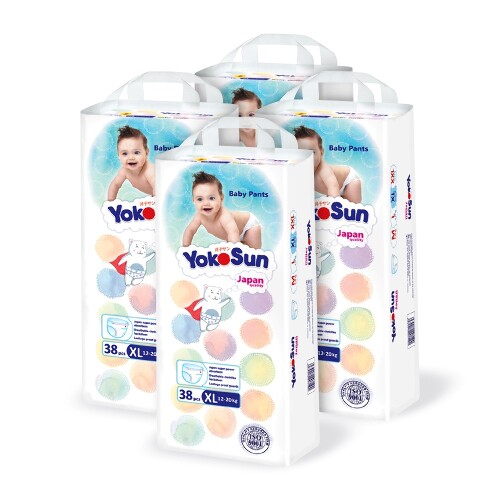 Набор YOKOSUN для детей: 4 упаковки Comfort подгузников-трусиков XL/12-20 КГ/ 38 ШТ.