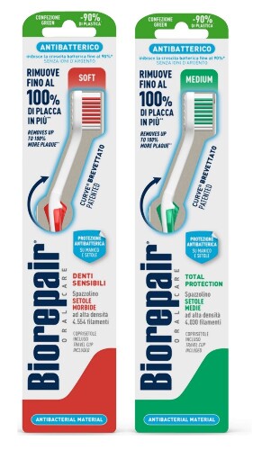 Набор Biorepair зубная щетка изогнутая для комплексной защиты + Biorepair зубная щетка изогнутая для чувствительных зубов