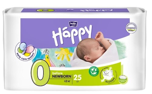 Купить Bella baby happy подгузники детские размер 0 before newborn менее 2 кг 25 шт. цена