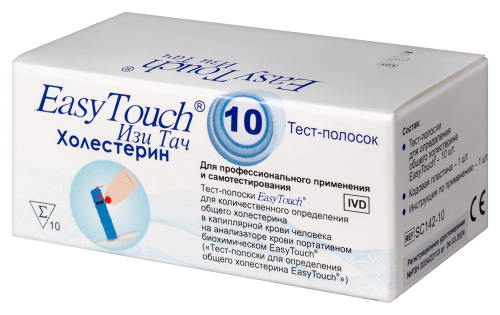 Тест-полоски easy touch для определения общего холестерина 10 шт.