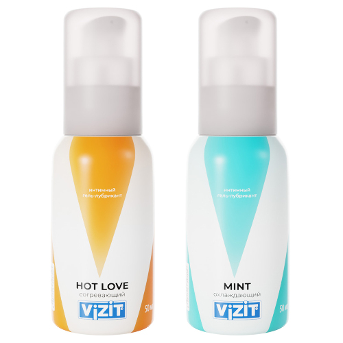 Набор Vizit гель-лубрикант Hot love согревающий 50 мл – Vizit гель-лубрикант Mint охлаждающий 50 мл