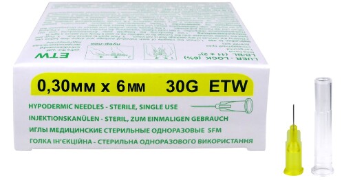 Иглы медицинские стерильные одноразовые sfm 30g 0,3 ммх6 мм etw 50 шт.