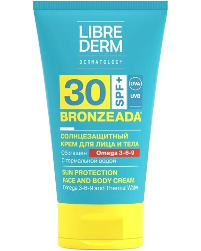 Bronzeada солнцезащитный крем spf30 с омега 3-6-9 и термальной водой 150 мл