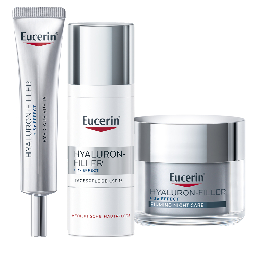 Набор EUCERIN HYALURON-FILLER: КРЕМ ДЛЯ ДНЕВНОГО УХОДА ЗА НОРМАЛЬНОЙ И КОМБИНИРОВАННОЙ КОЖЕЙ SPF15 50МЛ + КРЕМ ДЛЯ УХОДА ЗА КОЖЕЙ НОЧНОЙ АНТИВОЗРАСТНОЙ 50МЛ + КРЕМ ДЛЯ УХОДА ЗА КОЖЕЙ ВОКРУГ ГЛАЗ 15МЛ