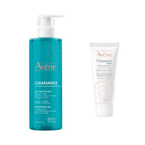 Набор AVENE КЛИНАНС ГЕЛЬ ОЧИЩАЮЩИЙ 400МЛ + AVENE КЛИНАНС ГИДРА КРЕМ УСПОКАИВАЮЩИЙ 40МЛ