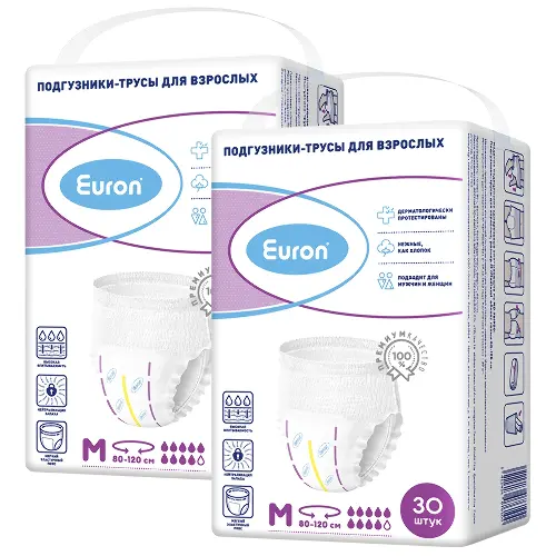 Euron подгузники-трусы для взрослых m (medium) 30 шт. х 2