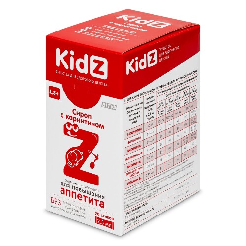 Купить Кидз (kidz) сироп с карнитином 20 шт. стик по 2,5 мл сироп цена
