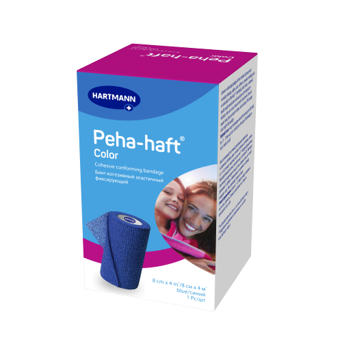 Бинт peha-haft color 8 смх4 м/синий когезивный эластичный фиксирующий