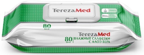 Terezamed салфетки влажные очищающие с алоэ вера 80 шт.