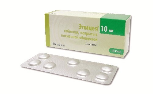 Купить Элицея 10 мг 56 шт. таблетки, покрытые пленочной оболочкой цена