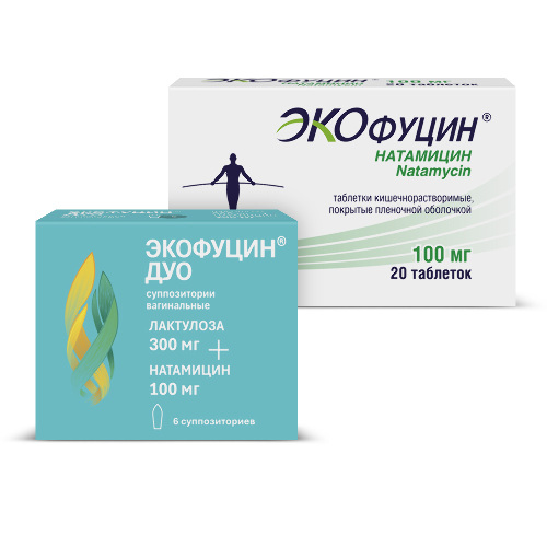 Набор ЭКОФУЦИН 100мг таблетки кишечнорастворимые 20шт. + ЭКОФУЦИН ДУО 0,3+0,1 суппозитории вагинальные 6шт.