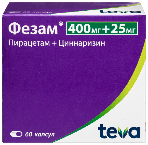Купить Фезам 400 мг + 25 мг 60 шт. капсулы цена
