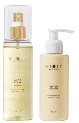 Набор Mixit "загар и спф защита": масло для загара и солнцезащитный крем