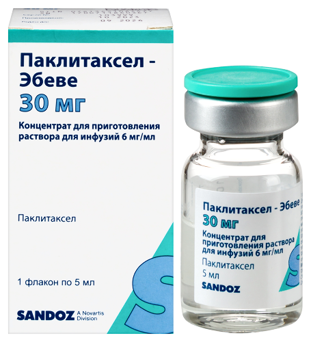 Паклитаксел-эбеве 6 мг/мл концентрат для приготовления раствора флакон 5 мл