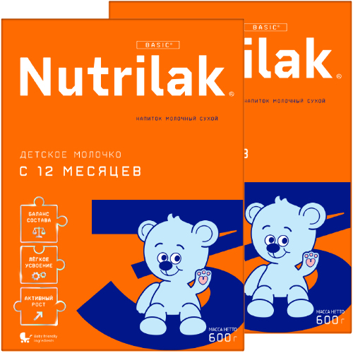 Набор из 2х уп. NUTRILAK 3 ДЕТСКОЕ МОЛОЧКО НАПИТОК СУХ МОЛОЧНЫЙ 600,0 по спец.цене