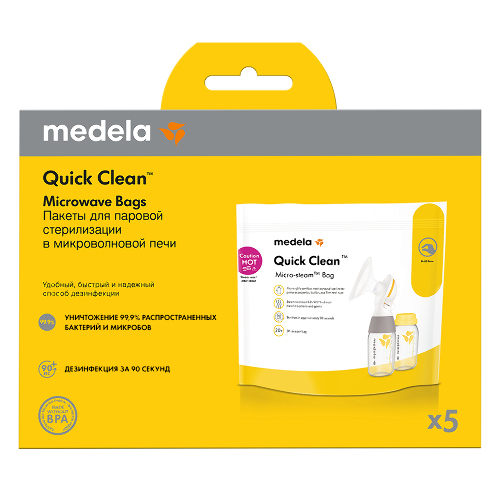 Купить Medela пакеты для стерилизации аксессуаров для кормления в микроволновой печи Quick Clean на 20 циклов 5 шт. цена