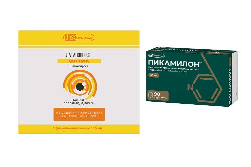 Набор "Терапия глаукомы по выгодной цене": Латанопрост-Оптик 5мл №3 гл. капли + Пикамилон 50мг №90 таб