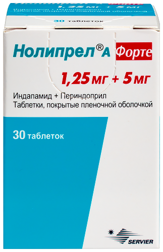 Купить Нолипрел а форте 1,25 мг + 5 мг 30 шт. таблетки, покрытые пленочной оболочкой цена