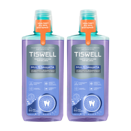 Набор из 2уп TISWELL ОПОЛАСКИВАТЕЛЬ ДЛЯ ПОЛОСТИ РТА МИЦЕЛЛЯРНЫЙ ЗАЩИТА ОТ БАКТЕРИЙ И НАЛЕТА 500 МЛ