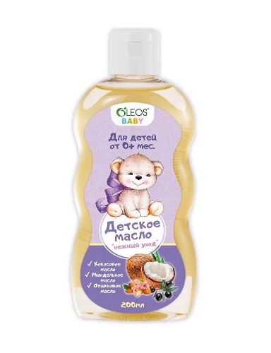Oleos baby масло массажное детское 0+ нежный уход 200 мл
