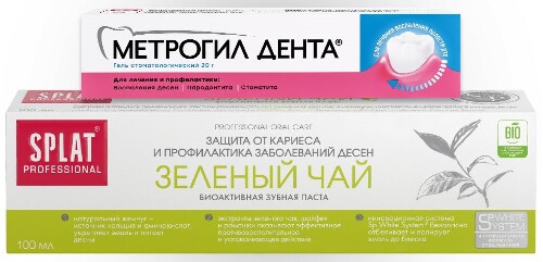 Набор - МЕТРОГИЛ ДЕНТА® гель 20 г+Splat professional зубная паста зеленый чай 100 мл