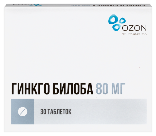 Гинкго билоба 80 мг 30 шт. таблетки, покрытые пленочной оболочкой