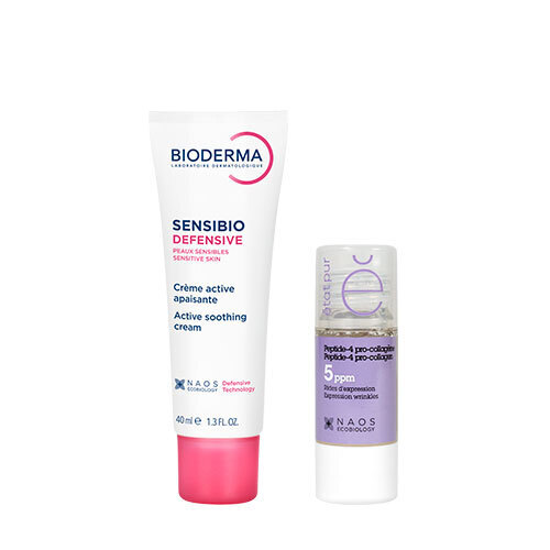 Набор Bioderma Sensibio Defensive Крем Для Чувствительной Кожи Легкий 40мл + Etat Pur Сыворотка Пептид-4 Про-коллаген 15мл