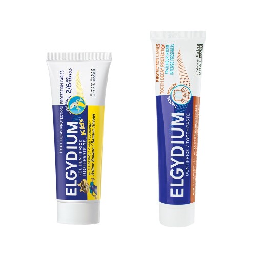 Набор ЭЛЬГИДИУМ ЗУБНАЯ ПАСТА ЗАЩИТА ОТ КАРИЕСА ИНТЕНСИВНАЯ СВЕЖЕСТЬ 75МЛ + ЭЛЬГИДИУМ ЗУБНАЯ ПАСТА-ГЕЛЬ Д/ДЕТЕЙ ОТ 2 ДО 6 ЛЕТ ЗАЩ