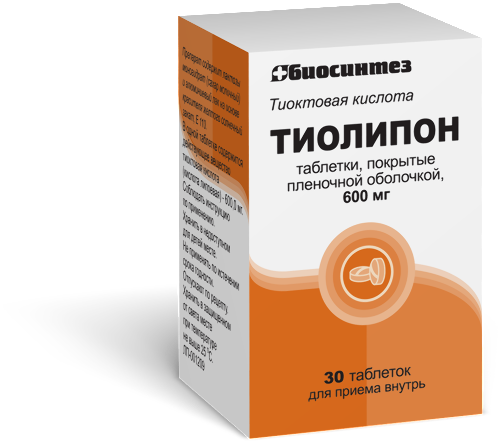 Тиолипон 600 мг 30 шт. банка таблетки, покрытые пленочной оболочкой