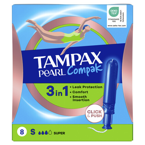 Tampax тампоны compak pearl super с апплик 8 шт.