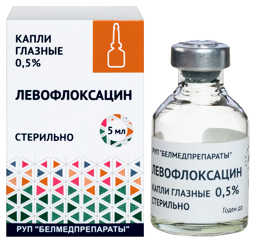 Левофлоксацин 0,5% 1 шт. флакон капли глазные 5 мл