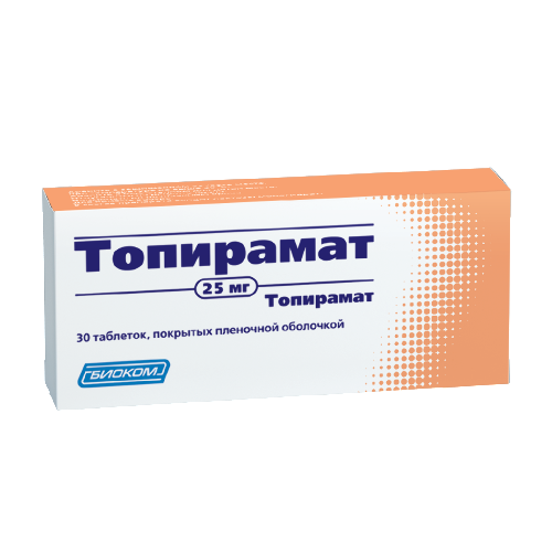 Купить Топирамат 25 мг 30 шт. таблетки, покрытые пленочной оболочкой цена