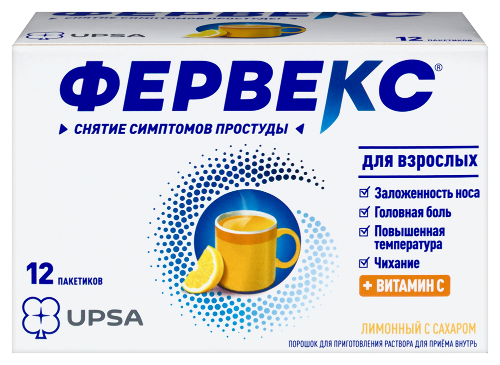 Фервекс порошок для приготовления раствора пакет 12 шт. вкус лимон