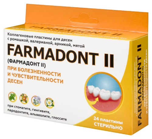 Farmadont-2 коллаген пластины при болезненности и чувствительности десен 24 шт.