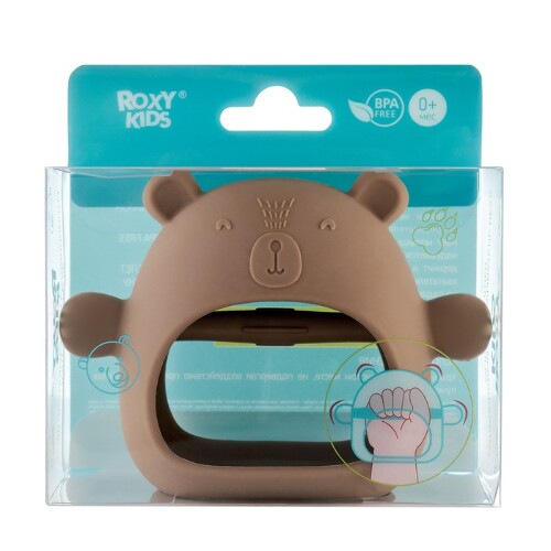 Roxy-kids прорезыватель силиконовый bear 0+/карамельный