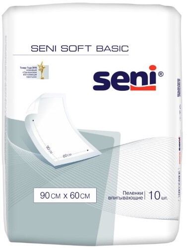 Купить Seni soft basic пеленки гигиенические 90x60 cм 10 шт. по цене 411 руб в Москве Seni soft basic пеленки гигиенические 90x60 cм 10 шт.