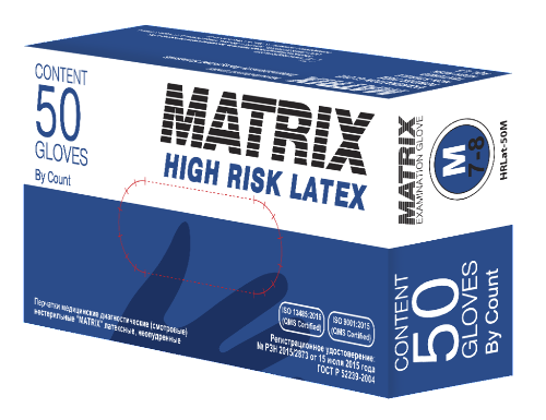 Перчатки смотровые matrix High Risk латексные нестерильные неопудренные текстурированные m 25 пар