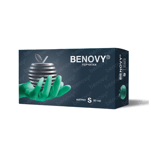 Купить Перчатки смотровые benovy нитриловые нестерильные неопудренные текстурированные на пальцах хлорированные xs 50 пар/зеленый/ цена