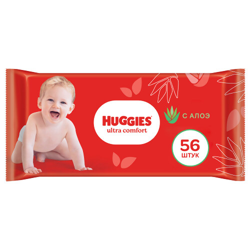 Купить Huggies ultra comfort aloe влажные салфетки 56 шт. цена