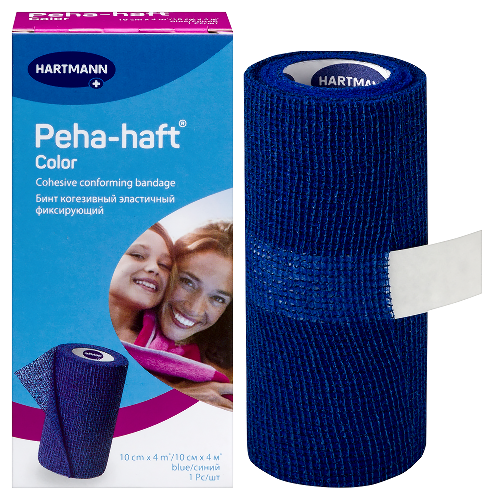 Бинт peha-haft color 10 смх4 м/синий когезивный эластичный фиксирующий