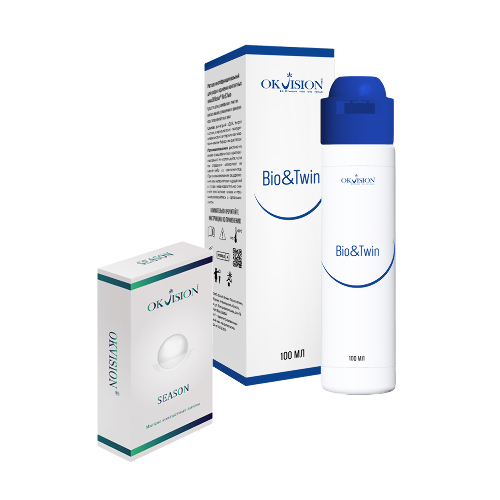 Набор OKVISION SEASON 8,6/14,0 N2/-7,00/ мягкие линзы + OKVISION BIO&TWIN 100 мл р-р д/ухода за линзами