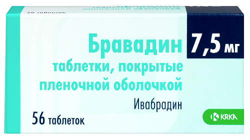 Бравадин 7,5 мг 56 шт. таблетки, покрытые пленочной оболочкой