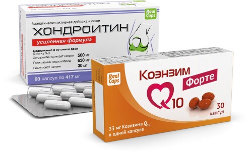 Набор ХОНДРОИТИН УСИЛЕННАЯ ФОРМУЛА 0,417 N60 КАПС/РЕАЛКАПС/ + КОЭНЗИМ Q10 ФОРТЕ N30 КАПС ПО 700МГсо скидкой 10%