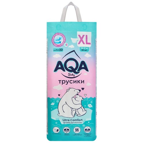 Aqa baby подгузники-трусики ultra comfort xl/12-17 кг 38 шт.