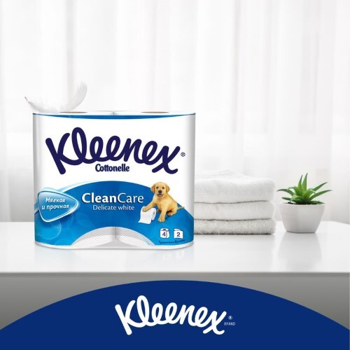 Kleenex clean care delicate white туалетная бумага двухслойная 4 шт.