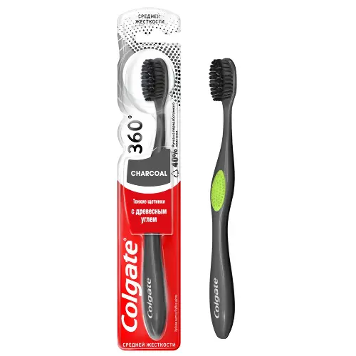 Colgate 360 древесный уголь зубная щетка/средняя